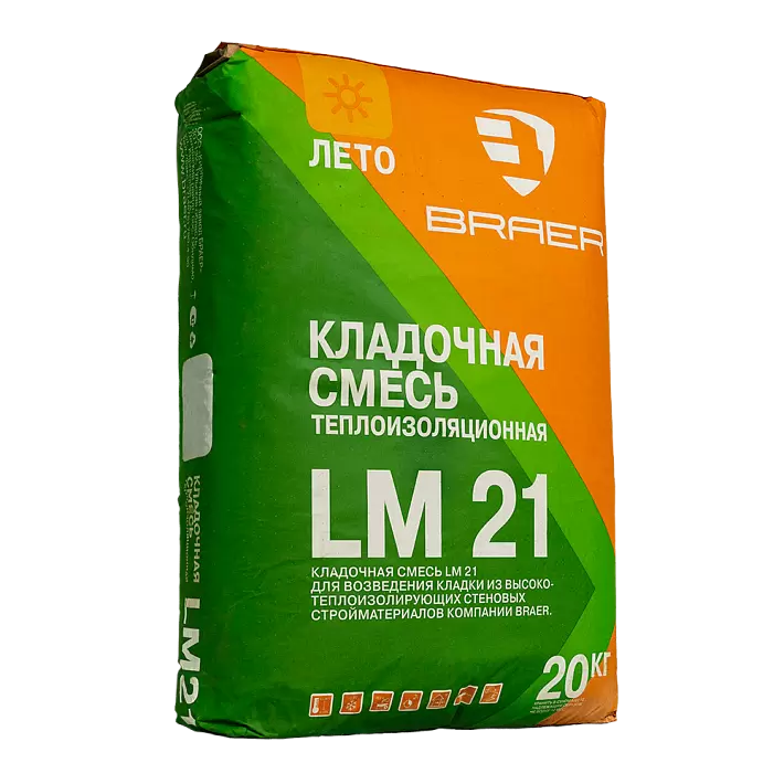 Теплоизоляционный кладочный раствор BRAER LM 21, ГОСТ31357-2007 купить в "Строй-Ресурсе"